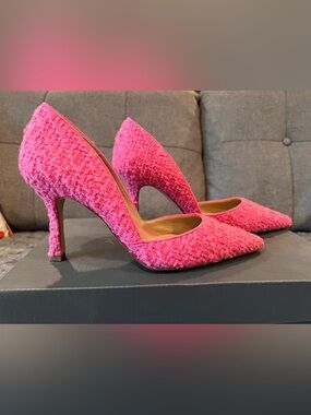 Ann Taylor Pink Tweed Pointed-Toe Stiletto Pumps - size 6